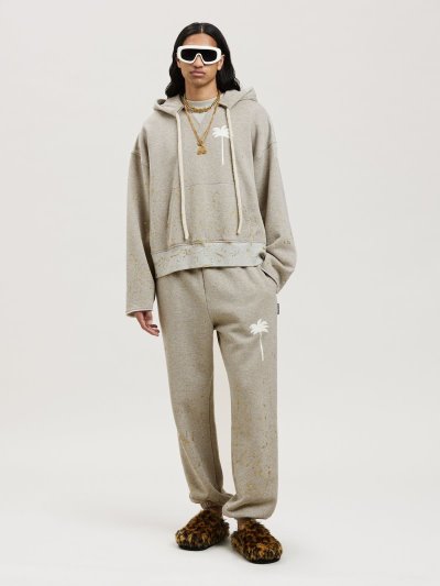 Sudadera Con Capucha Palm Angels Pxp Painted Raw Cut Hoodie Hombre Gris Blancas | ES-046128