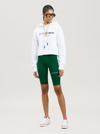 Sudadera Con Capucha Palm Angels Rhinestone Sprayed Logo Hoodie Mujer Blancas Negras | ES-482049