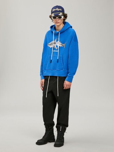 Sudadera Con Capucha Palm Angels Shark Hoodie Hombre Azules Gris | ES-506944