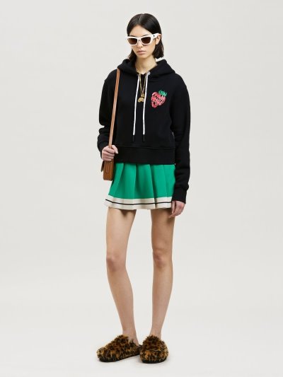 Sudadera Con Capucha Palm Angels Strawberry Fitted Hoodie Mujer Negras Rojas | ES-656374