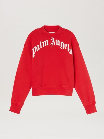 Sudaderas Palm Angels Curved Logo Sweatshirt Niños Rojas Blancas | ES-330572