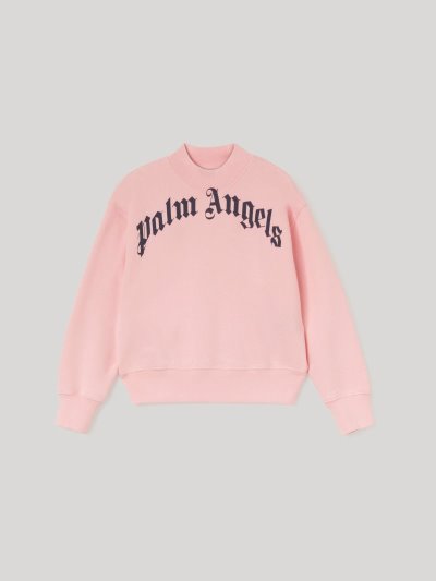 Sudaderas Palm Angels Curved Logo Sweatshirt Niños Rosas Azul Marino Azules | ES-784890