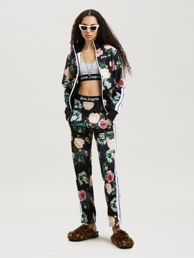 Sudaderas Palm Angels Flower Print Classic Trackjacket Mujer Negras Rosas | ES-795192