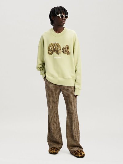 Sudaderas Palm Angels Pa Rhinestones Bear Sweatshirt Hombre Verde Menta Doradas | ES-988737