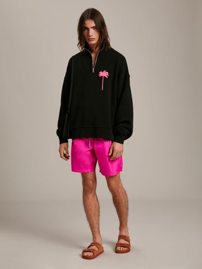 Sudaderas Palm Angels Pxp Turtleneck Sweatshirt Hombre Negras Fucsia | ES-844905