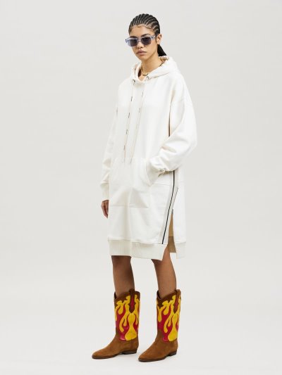 Vestido Palm Angels Encapuchado Oversize Vestido Mujer Blancas | ES-648975