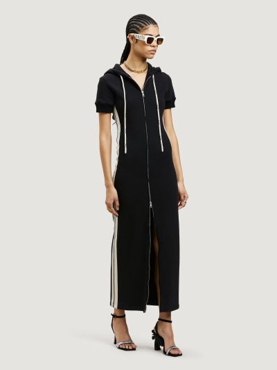 Vestido Palm Angels Fleece Hoodie Long Vestido Mujer Negras | ES-431956
