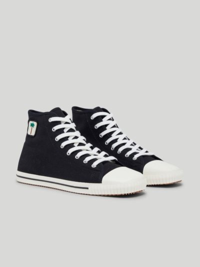 Zapatillas Palm Angels Altas High Square Vulcanized Sneakers Hombre Negras Blancas | ES-063673